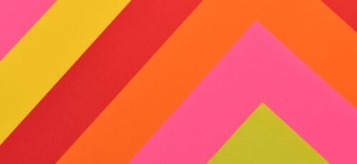 Vibrant abstract art featuring layered geometric shapes in bold colors.
