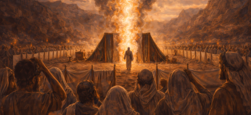 moses, tabernacle, desert, glory, presence, congregation, tribes, hebrews, israel, bible, column, fire, god, generated by ai